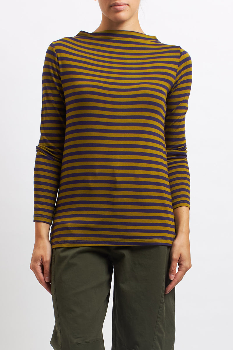 Striped boat-neck top