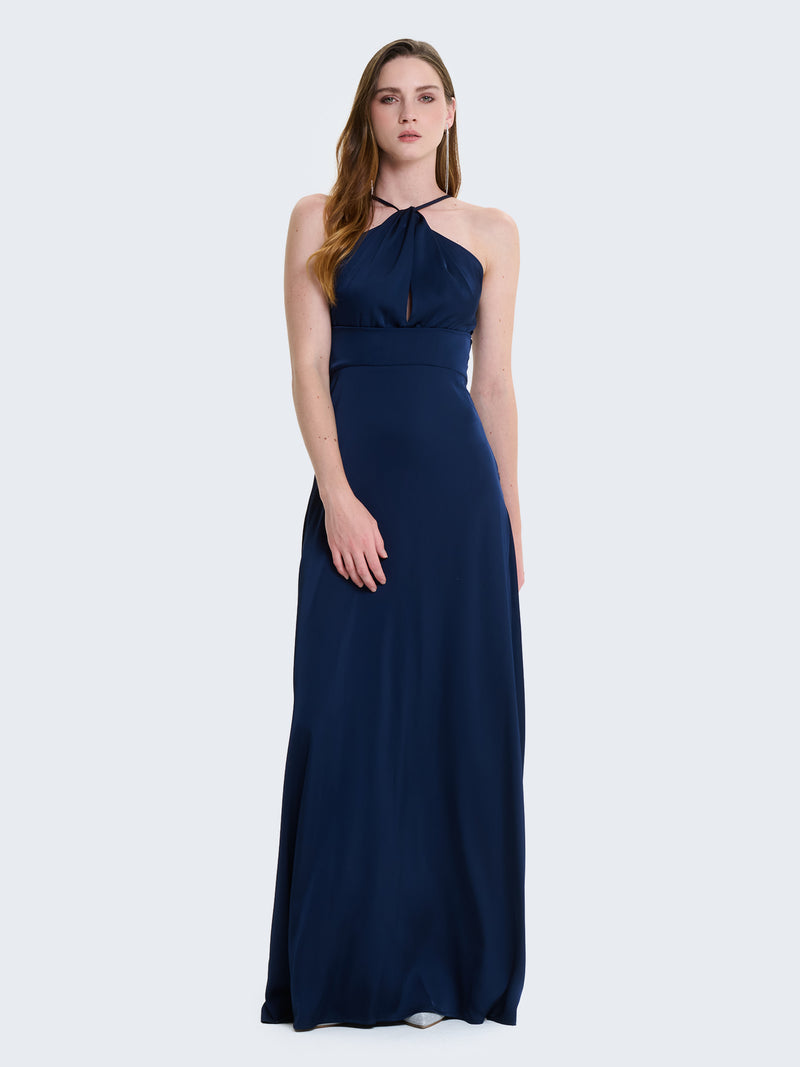 Abito lungo con scollo halter
