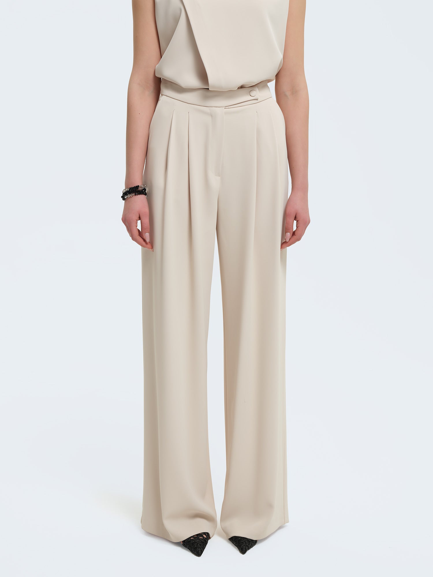 Pantaloni palazzo con pences