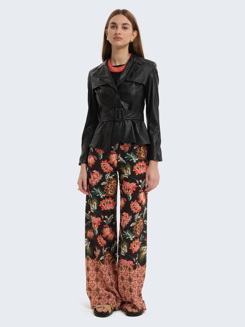 Pantaloni palazzo con fantasia floreale