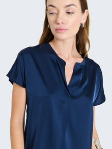 Short-sleeved satin blouse