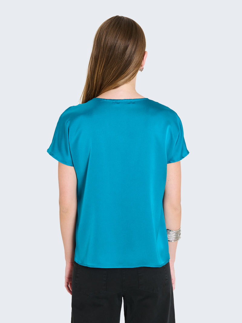 Short-sleeved satin blouse