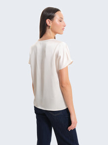 Short-sleeved satin blouse