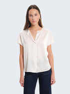 Short-sleeved satin blouse
