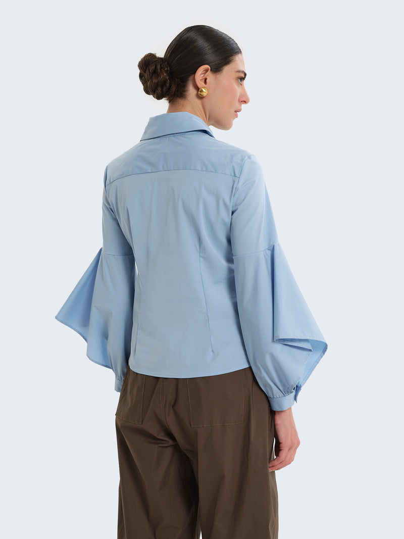 Camicia tinta unita con maniche cut out