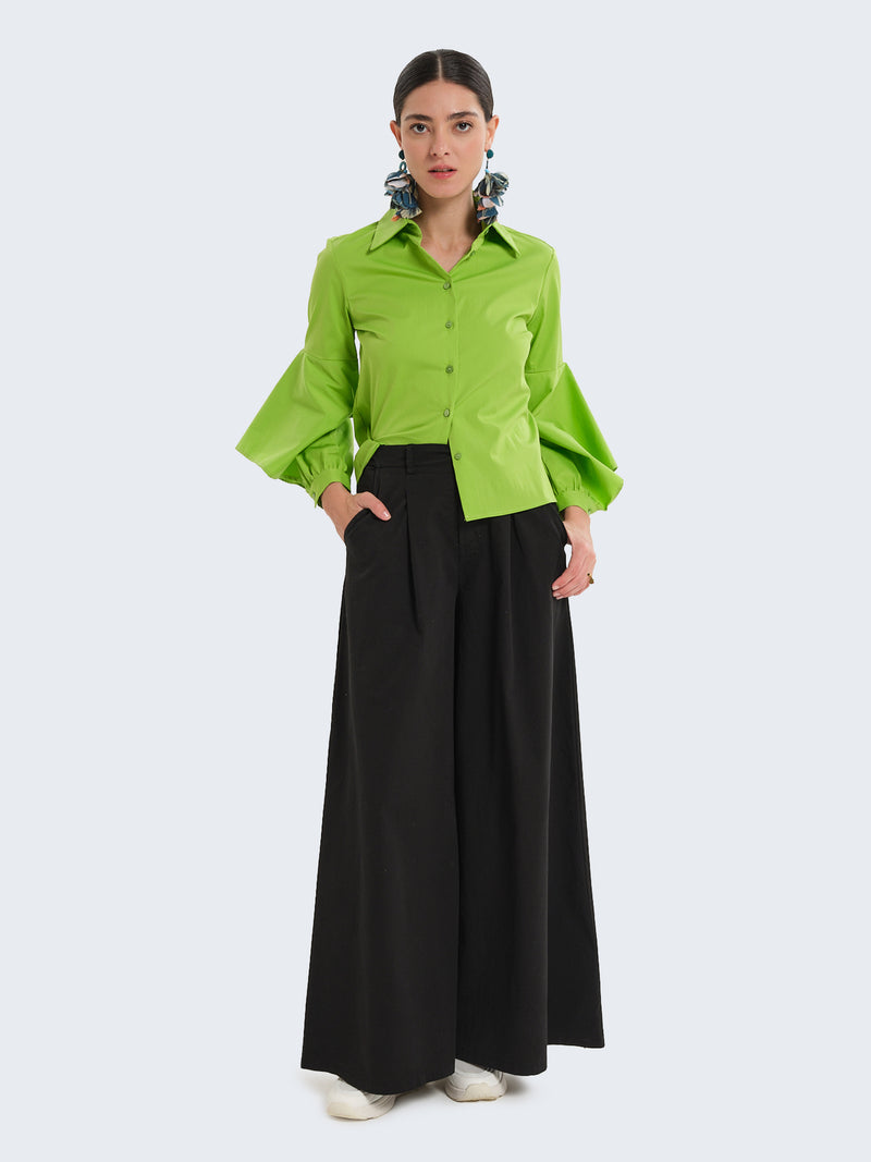 Camicia tinta unita con maniche cut out