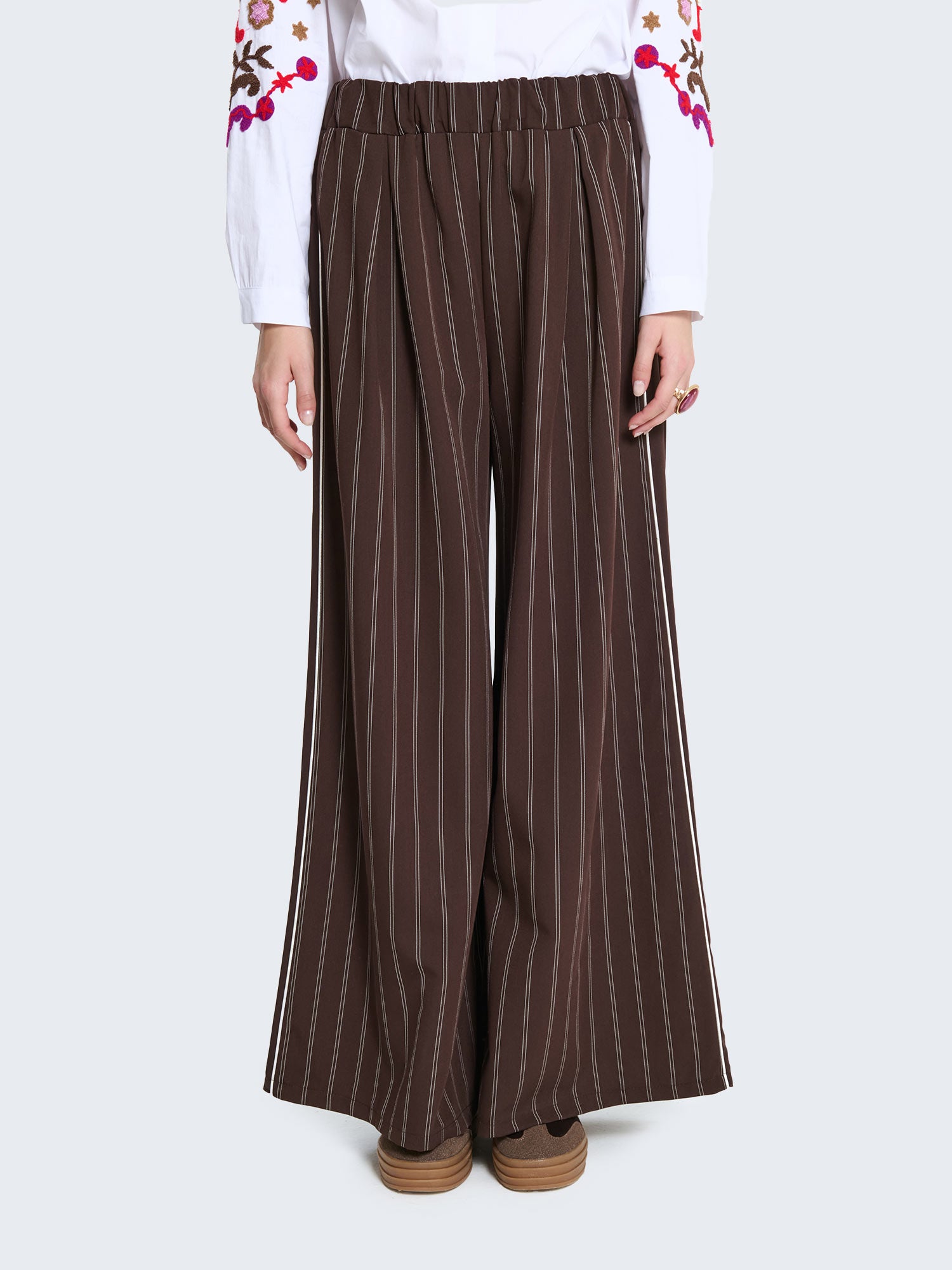 Pantaloni culotte gessati