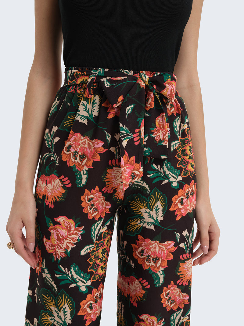 Pantaloni palazzo con fantasia floreale