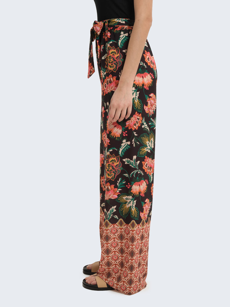 Pantaloni palazzo con fantasia floreale