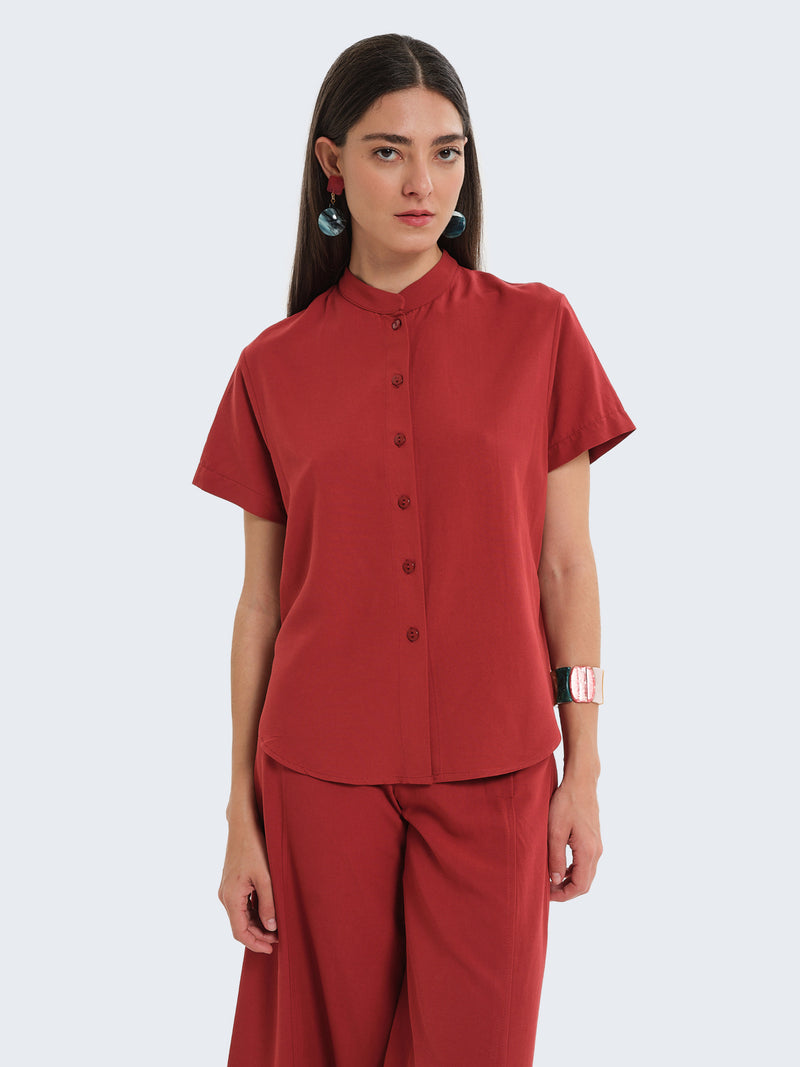 Camicia alla coreana a maniche corte
