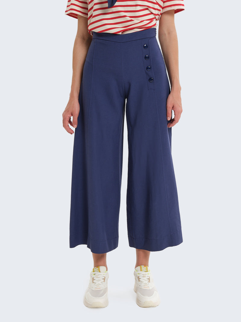 Pantaloni culotte con bottoni