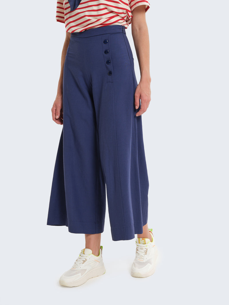 Pantaloni culotte con bottoni