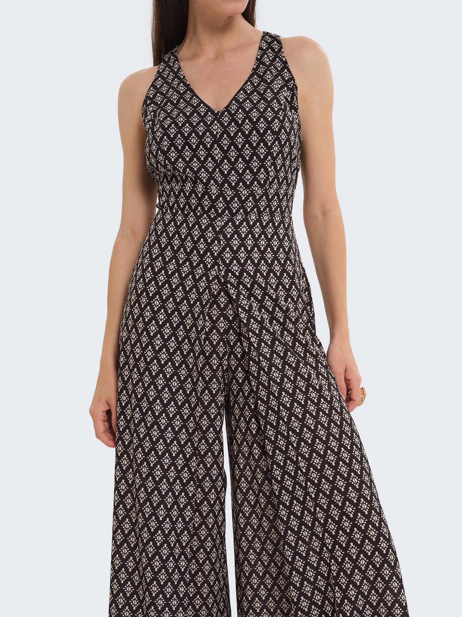 Linen jumpsuit with pattern