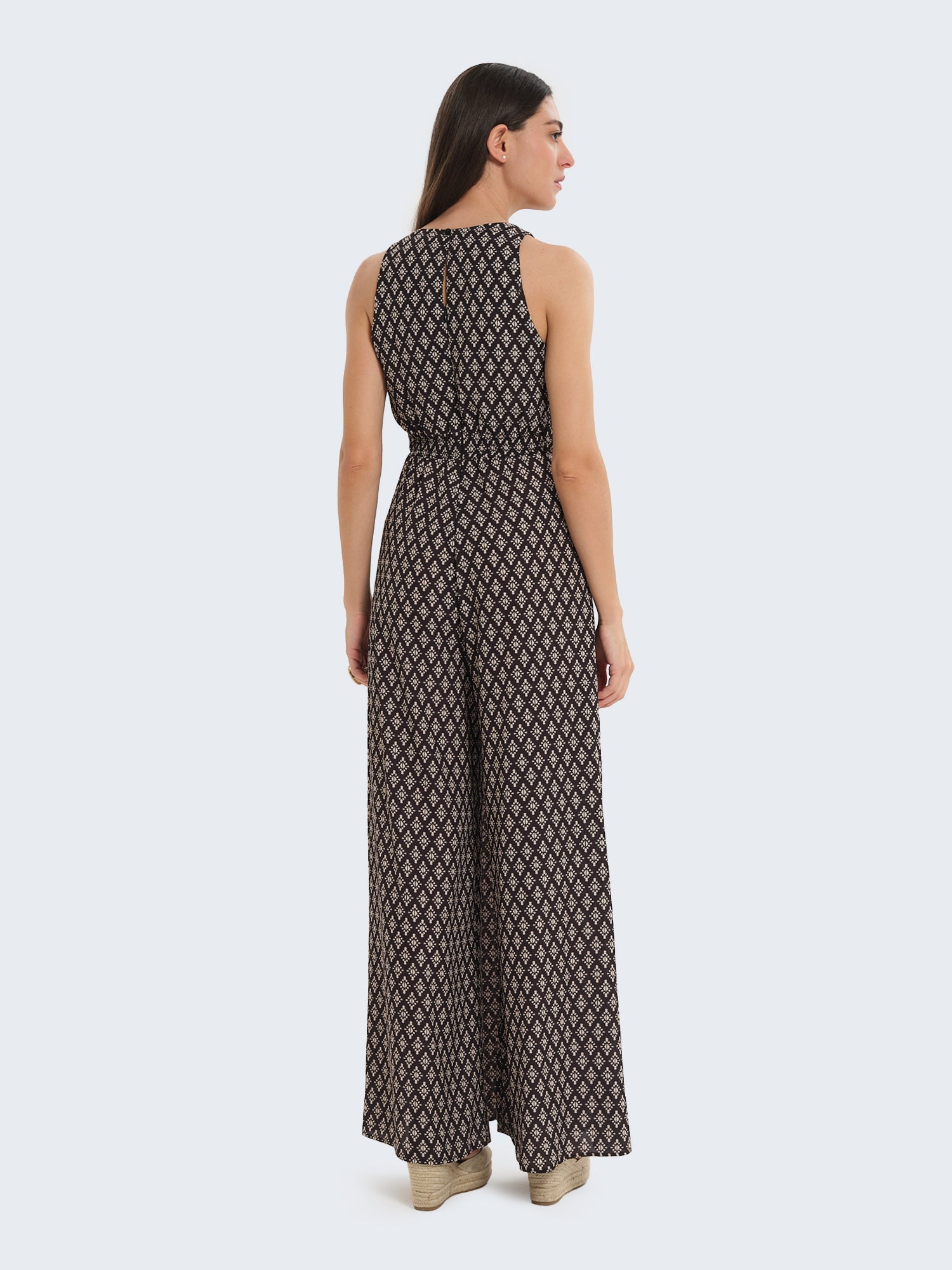 Linen jumpsuit with pattern