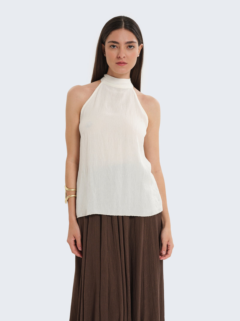 Top con scollo all'americana