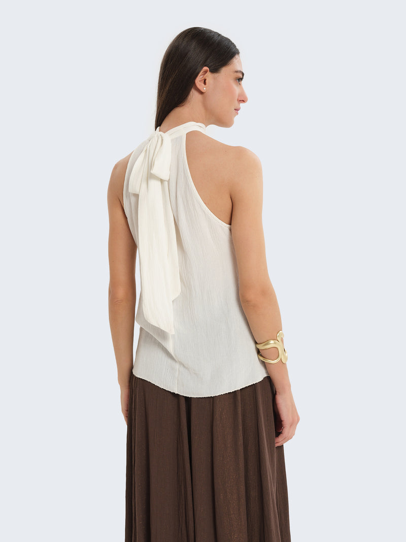 Top con scollo all'americana