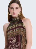 Top in raso con scollo all'americana