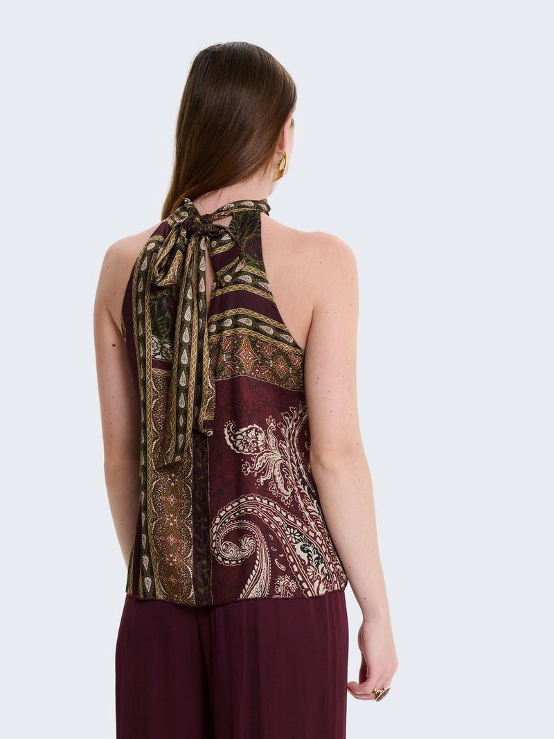 Top in raso con scollo all'americana
