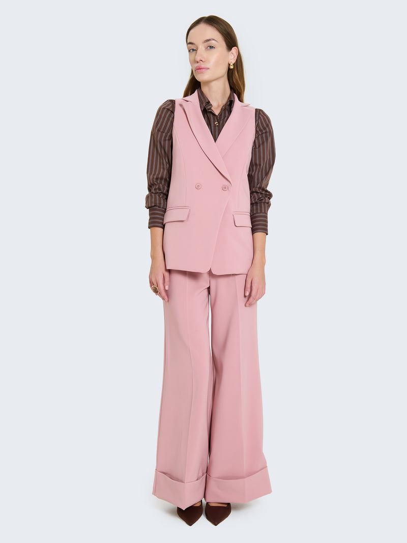 Pantaloni palazzo con risvolto