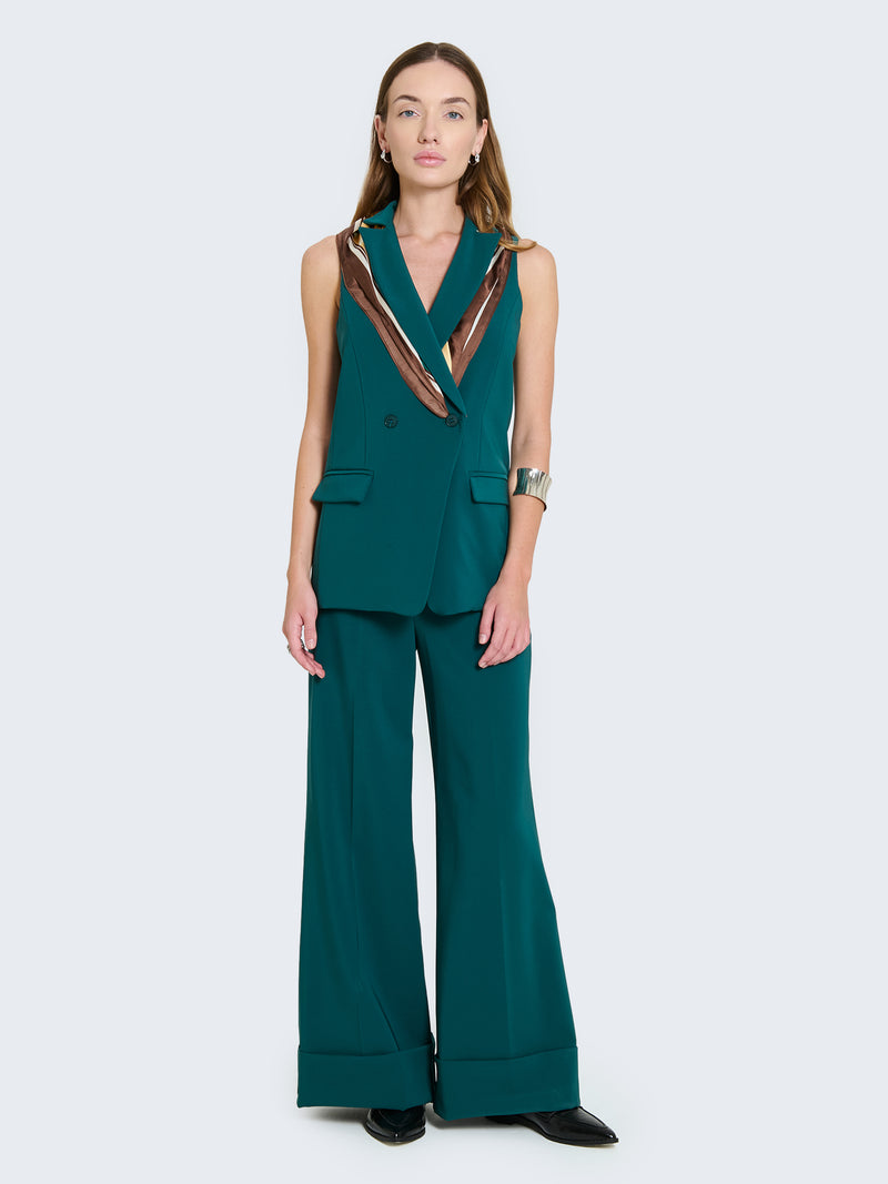 Pantaloni palazzo con risvolto