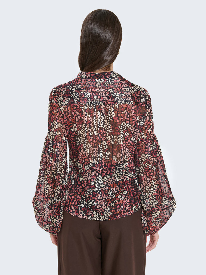 Camicia con filo lamé e maniche a campana
