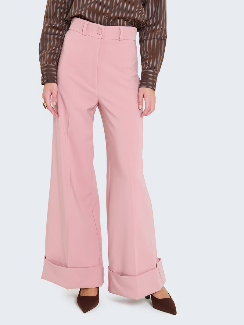 Pantaloni palazzo con risvolto