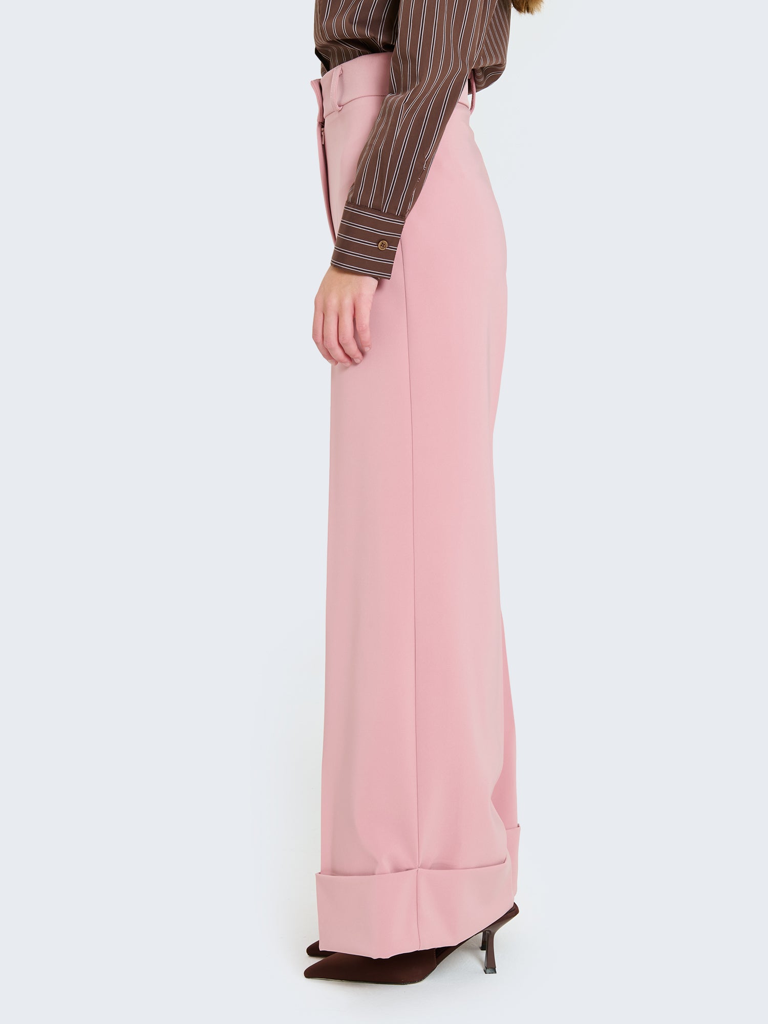 Pantaloni palazzo con risvolto