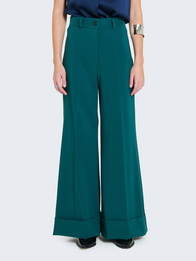 Pantaloni palazzo con risvolto
