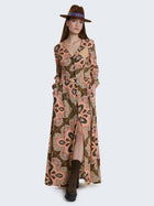 Abito lungo chemisier con fantasia parsley