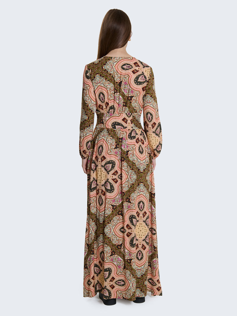 Abito lungo chemisier con fantasia parsley