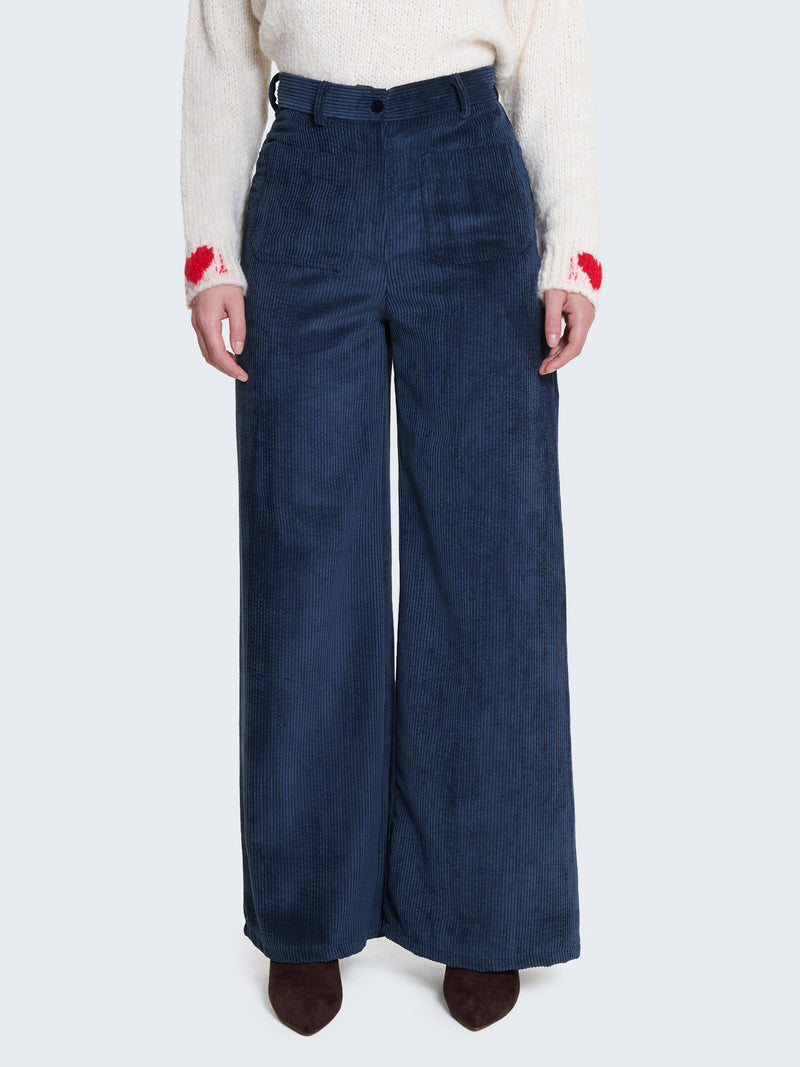 Pantaloni palazzo in velluto a coste