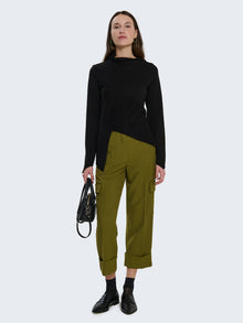 Pantaloni palazzo cropped con tasche cargo