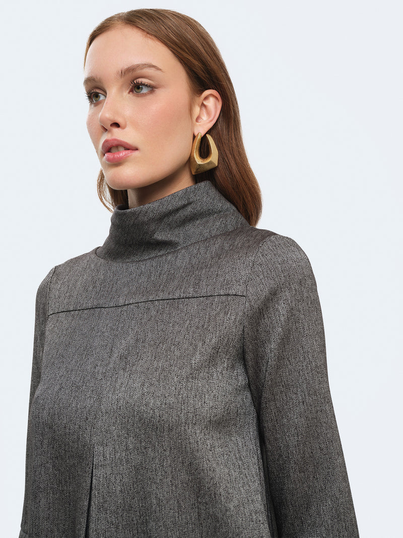 Abito corto balloon spigato