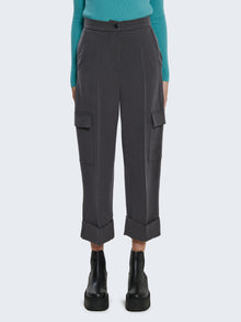 Pantaloni palazzo cropped con tasche cargo