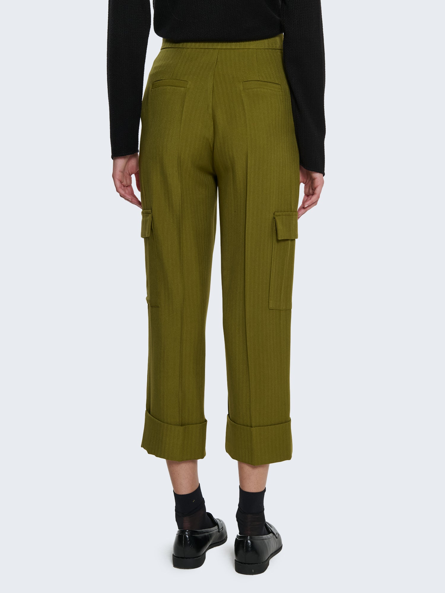 Pantaloni palazzo cropped con tasche cargo