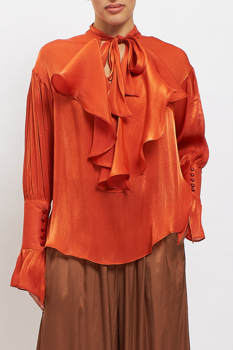 Blusa con fiocco e rouches