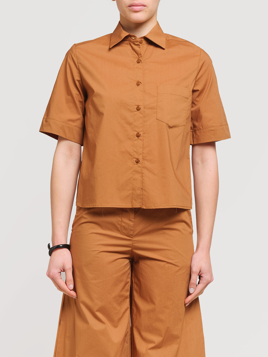 Camicia crop in cotone