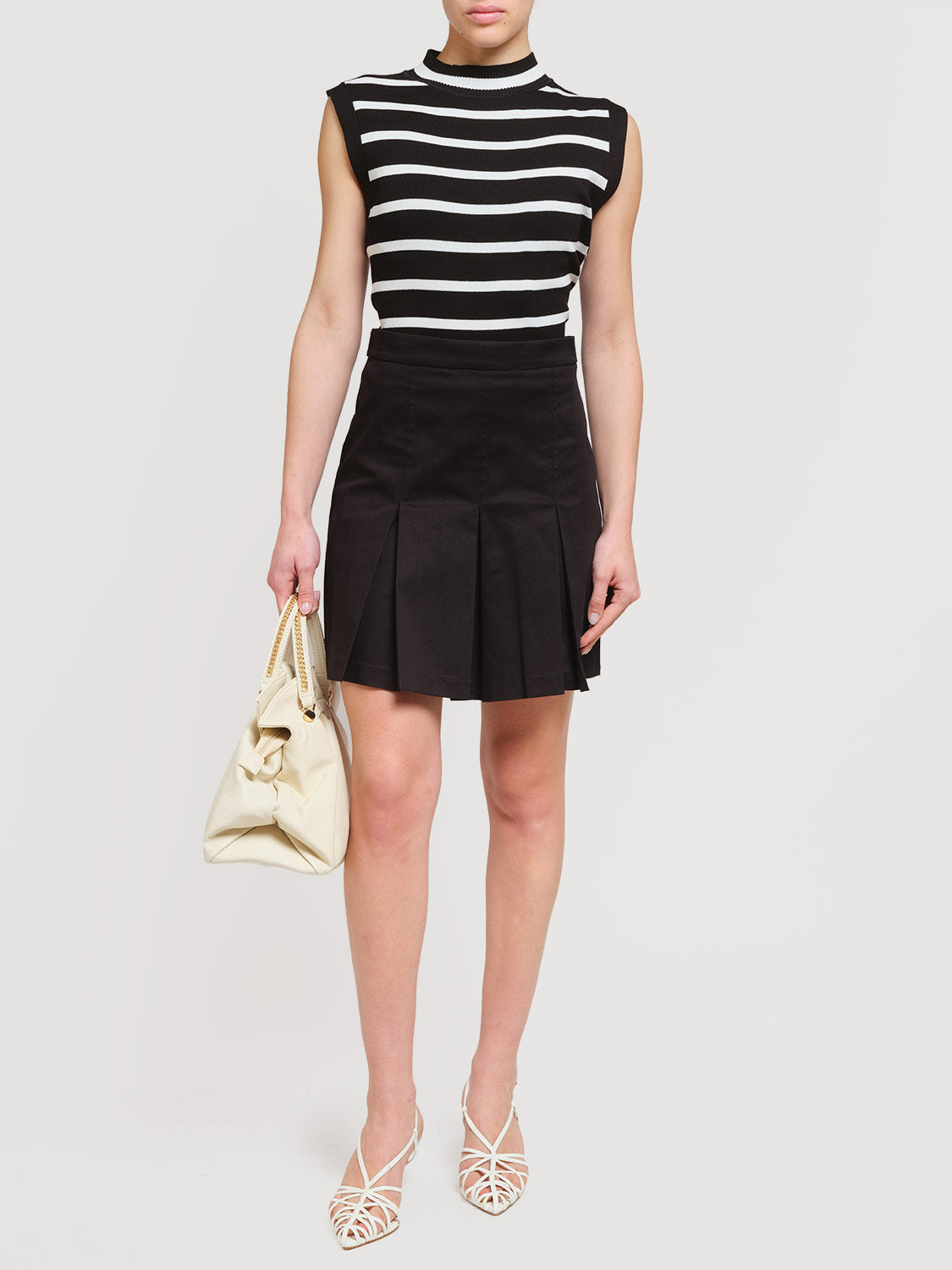 Minigonna in cotone con pieghe