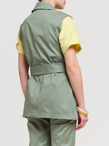 Gilet in cotone con cintura