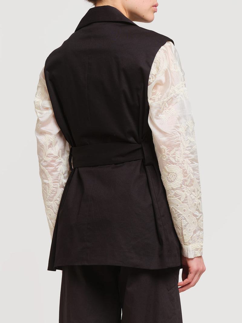 Gilet in cotone con cintura