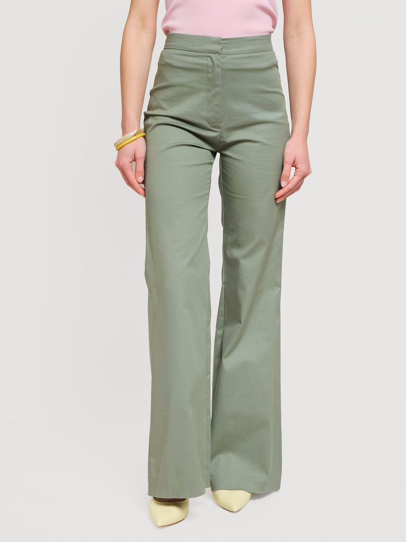 Pantalone flare in cotone