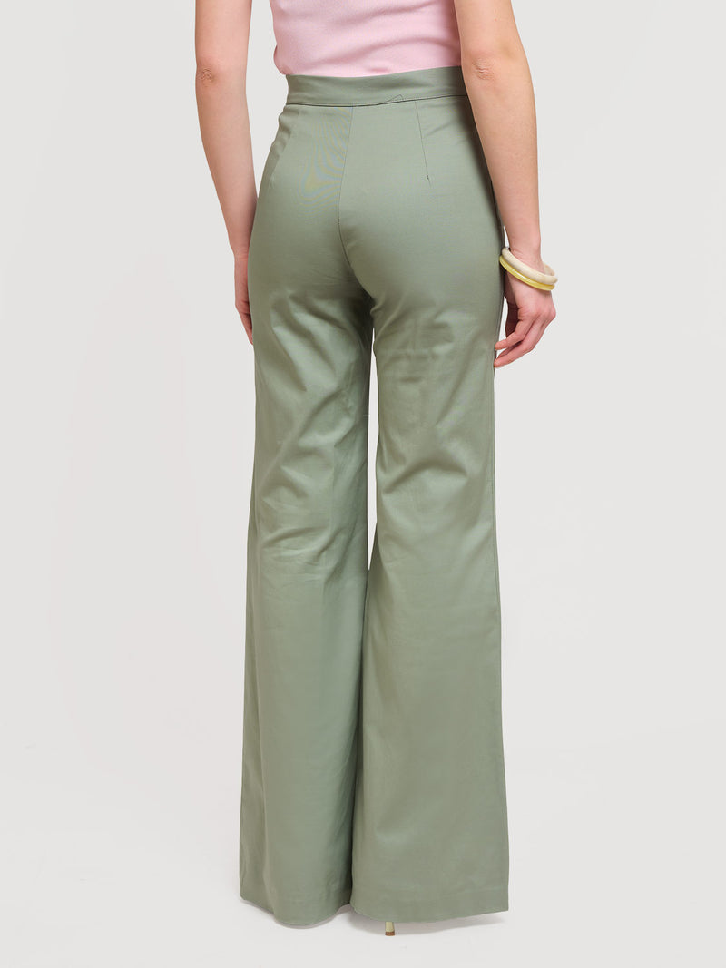 Pantalone flare in cotone