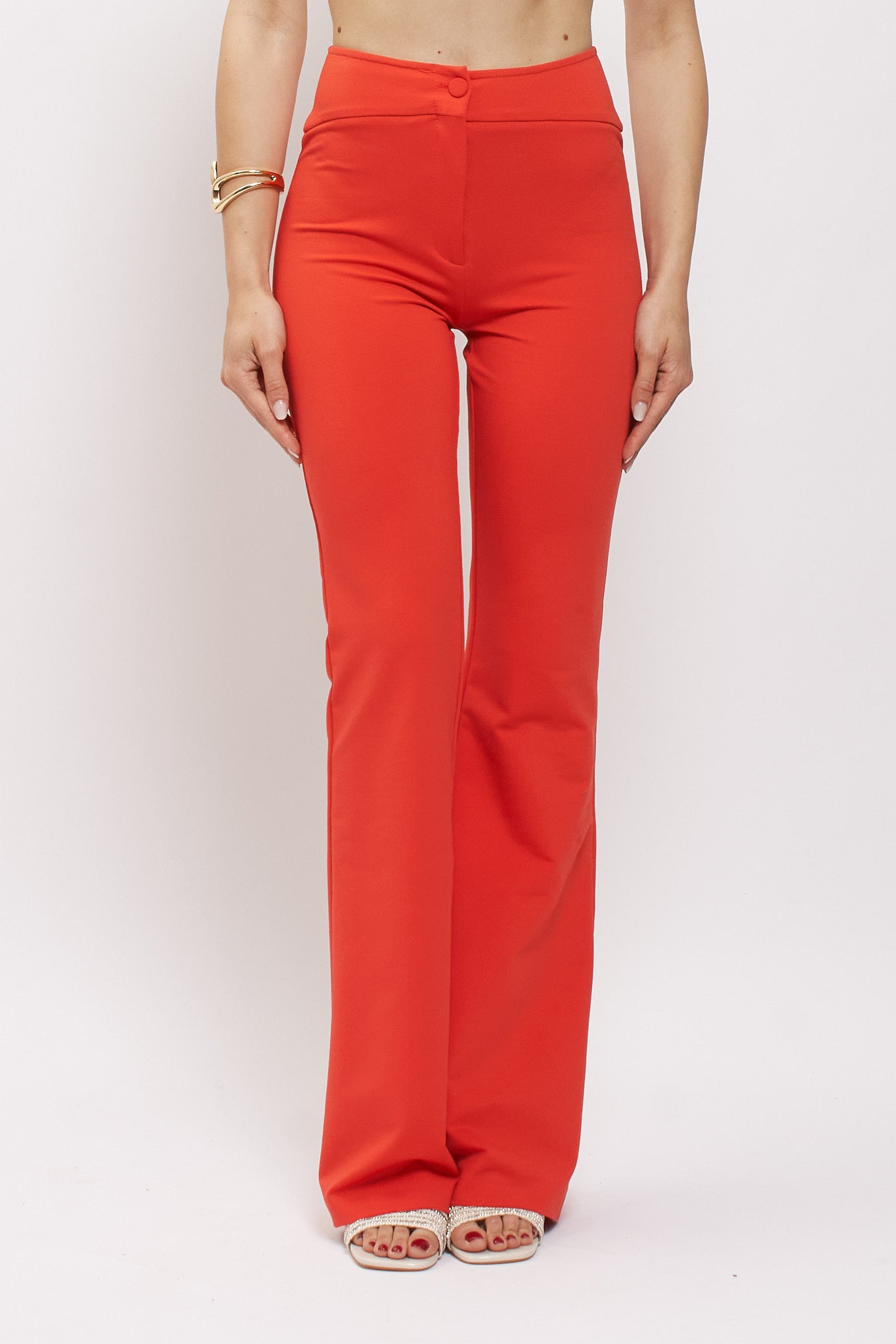 Pantalone Flare con bottone foderato