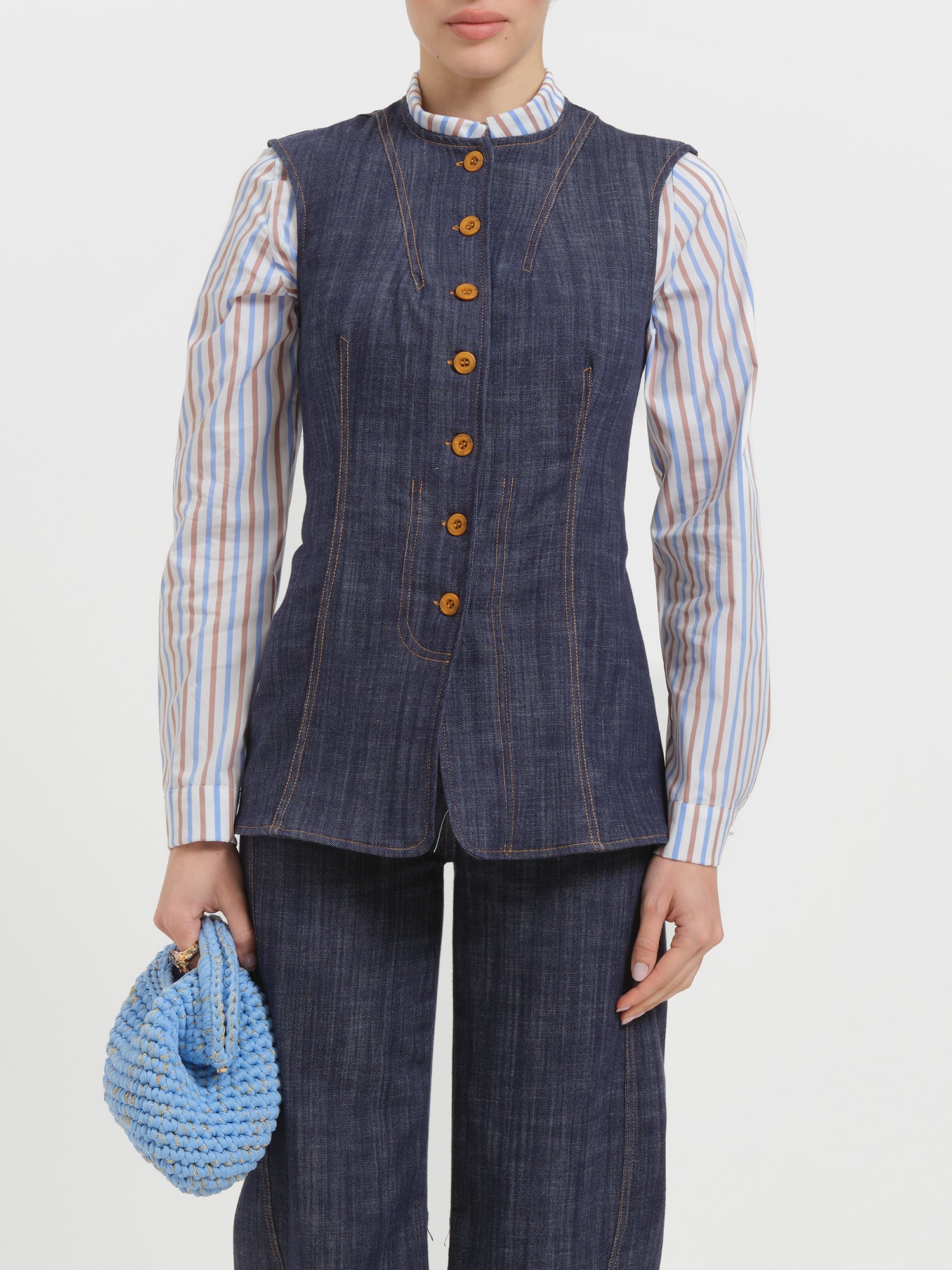 Gilet lungo in denim