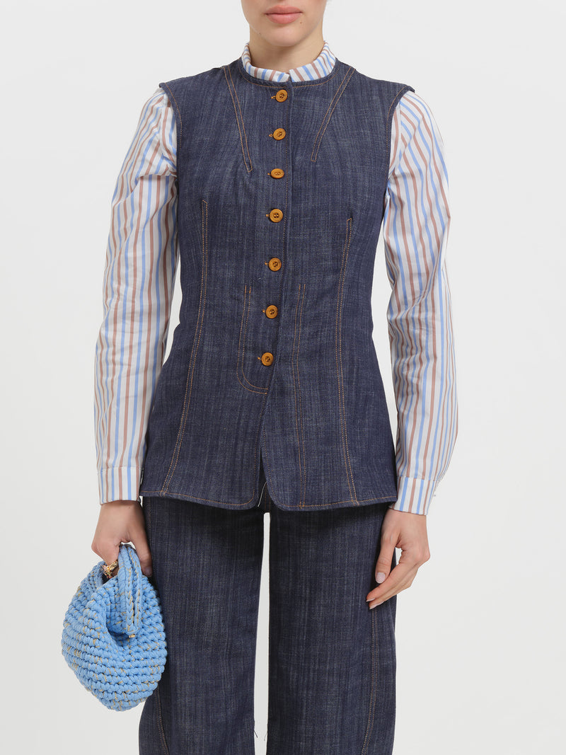 Gilet lungo in denim