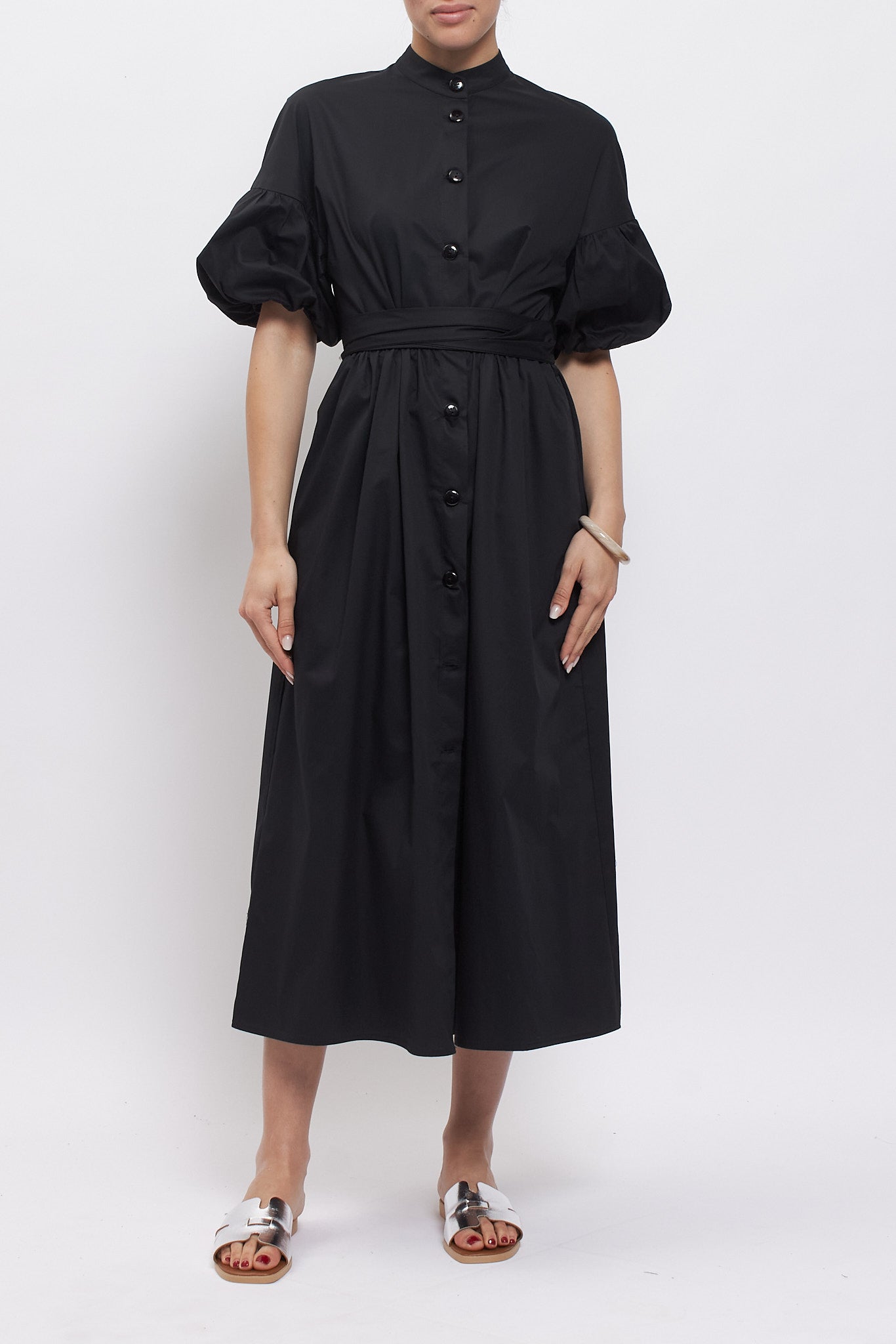 Abito chemisier con maniche a palloncino