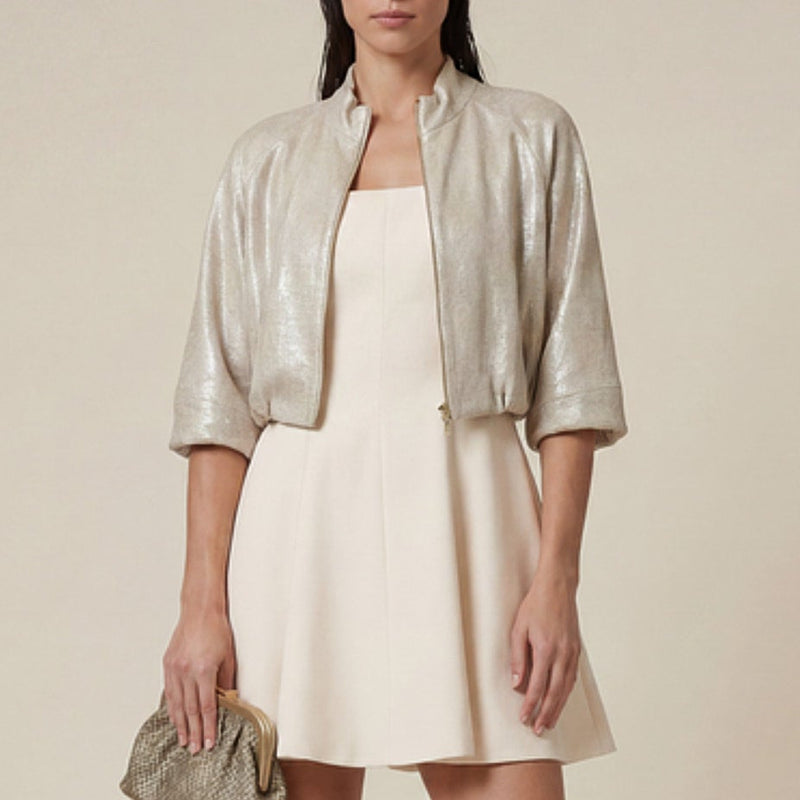 Bomber cropped in lurex