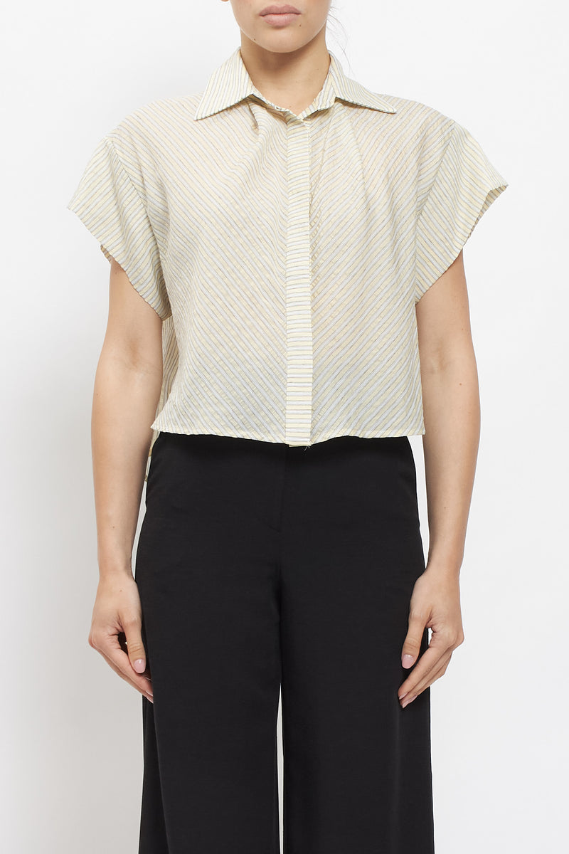 Camicia crop a righe