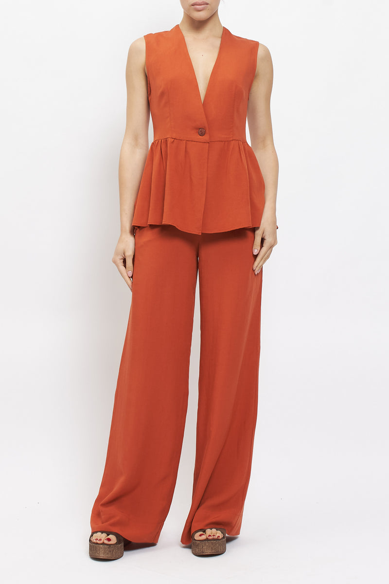 Gilet in viscosa con balza