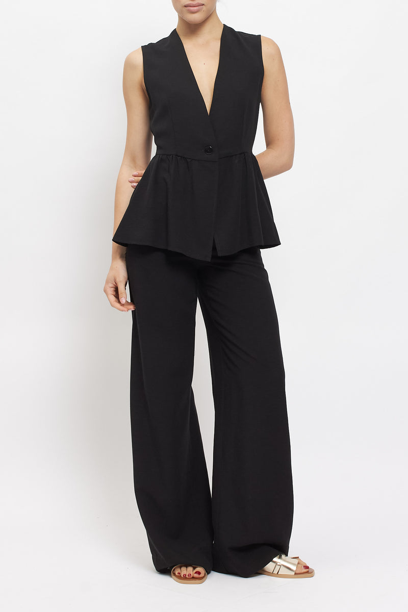 Gilet in viscosa con balza